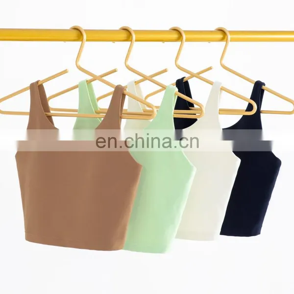 Factory Wholesale Custom Built In Bra Fixed Pads Crop Top Sport Tank Top Workout Running Gym Fitness Wear Clothing For Women photo-3