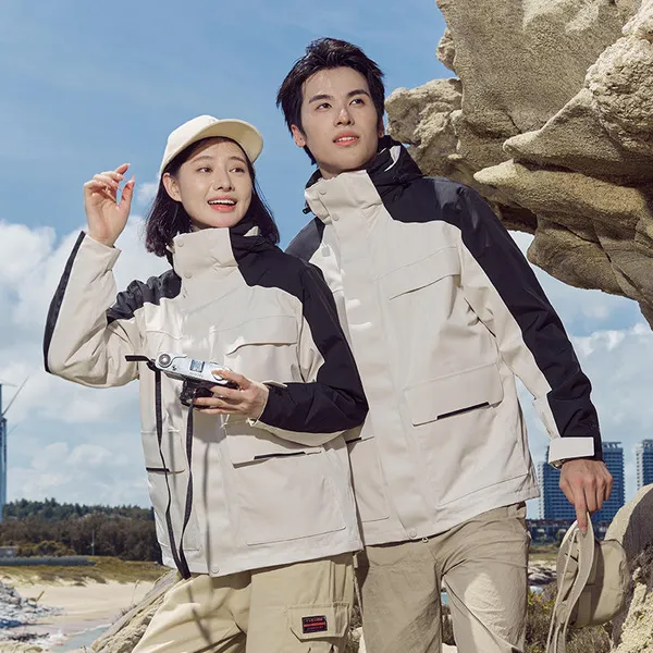 Men's and Women's Three in One Detachable Winter Solid Outdoor Two-piece Set, Waterproof, Windproof, Thick Fleece Mountaineering Jacket photo-2