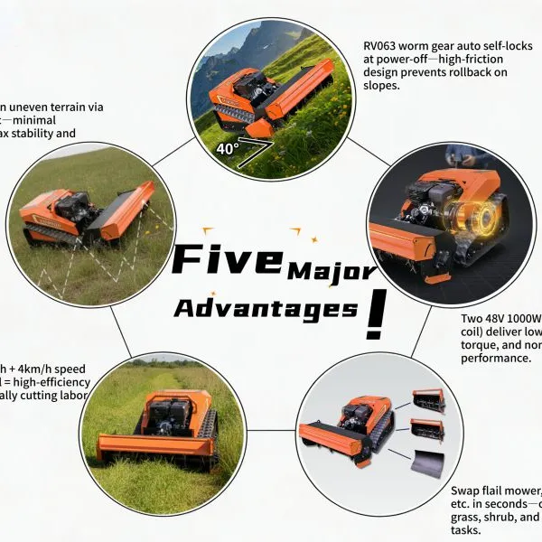 Vigorun Manufacturer CE EPA 800mm Cutting Width Flail Mower Self-Locking Worm Gear Electric Hybrid Tools Carrier for Sale photo-3
