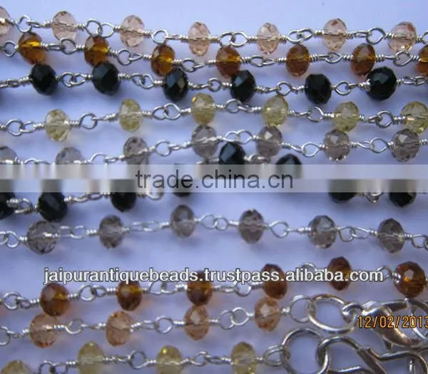 16 INCH CRYSTAL 3MM-4MM FACETED ROUNDELL SILVER POLISH METAL 5 SET OF CHAIN...