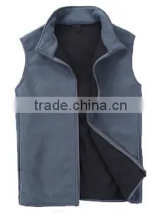 Causal Style Outdoor High Collar Man Blue Polar Fleece Vest photo-3
