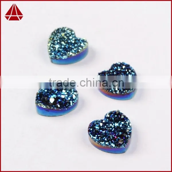 Titanium Coating Agate Druzy Drusy Heart Cabochon Semi-precious Gemstone From China photo-2
