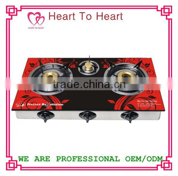 Tempered Glass Gas Stove Three Burner