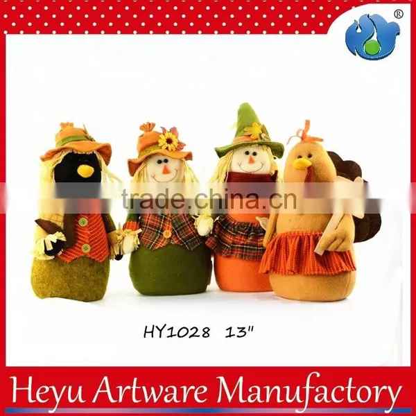 Straw and Fabric Scarecrow for Autumn and Harvest Decoration