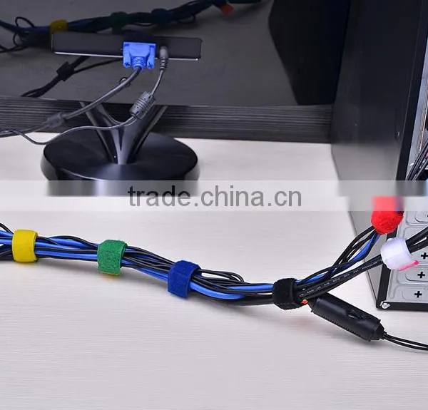 Colorful Adjustable Hook and Loop Wire Cable Tie With Label Tag photo-5