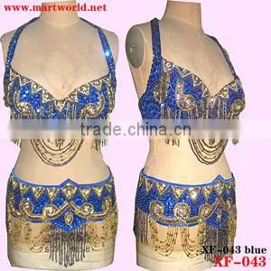 Blue Beaded Stone Sequin Sexy Costume (XF-043 Blue)