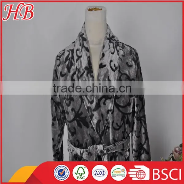 Bottom Print Cut Flannel Fleece Bathrobe photo-4