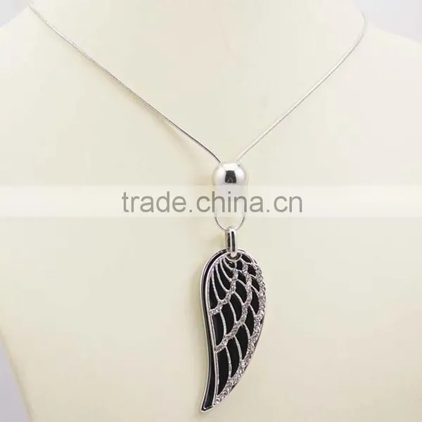 Stainless Steel Jewelry Charm Feather Pendant Necklace
