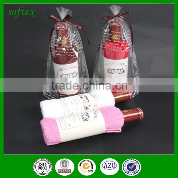 Gift Wedding Cake Towel Bottle Shape of Wine Red Towels Wine Bottle Towel Cake photo-6