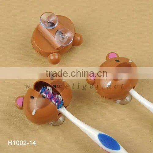 H1002-14 Various Design Brown Bear Toothbrush Holder With Suction Cup