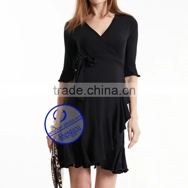 Best Selling Fabulous Design High Quality Black Maternity Dress for Maternity Women photo-2