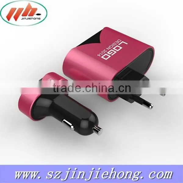 Made in China 2 in 1 Car Charger Kit for Faster Charging Usb Mobile Phone Charging Kit