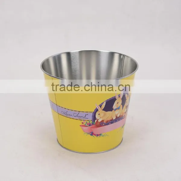 Small Christmas Round Tin Ice Bucket With Handle photo-4