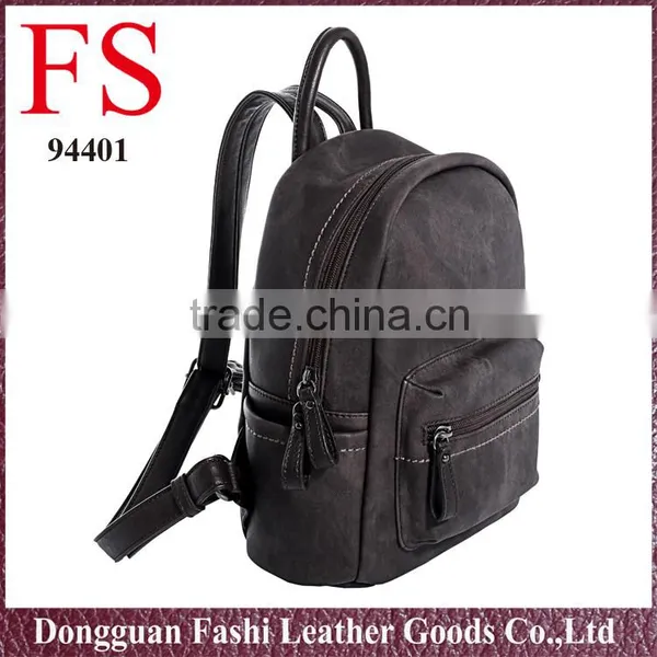 Wholesale China Girls Popular Black PU Leather School Backpacks photo-2