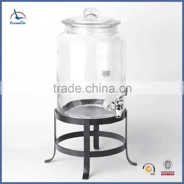 Good Quality Glass Beverage Drink Dispenser Clear Glass Jar With Tap photo-2