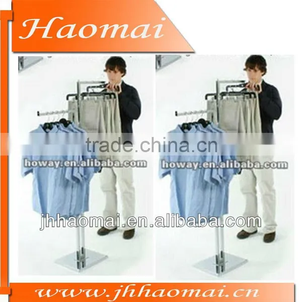Two Sides Double Sides Chromed Metal Clothing Display Rack,