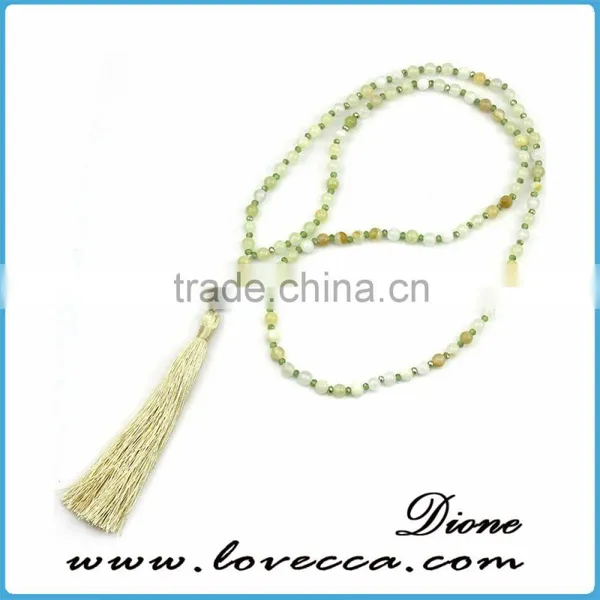 New Fashion Cheap Bead Necklace Silver Alloy Gemstone Tassel Pendant Necklace photo-2
