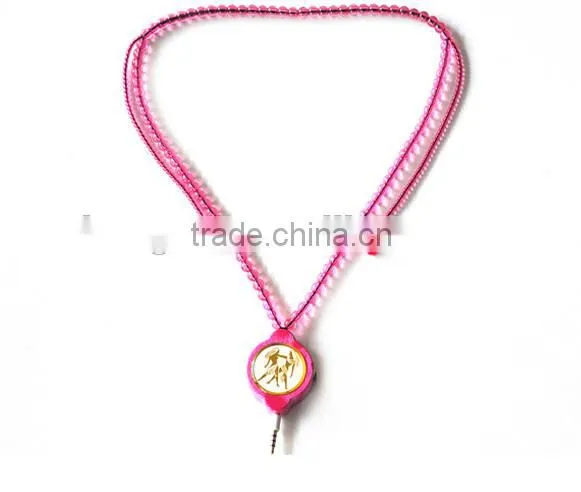 Plastic Bead Telescopic Necklace Earphone Multifunctional Communication Device With a Microphone In-ear Headset photo-2