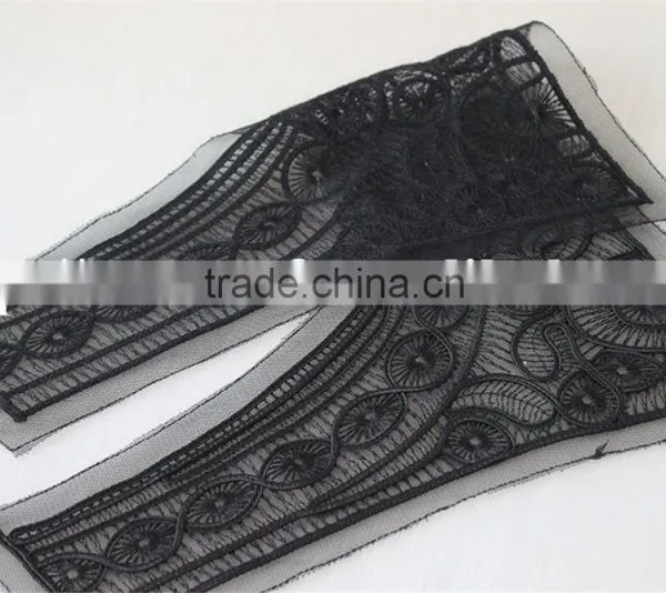 Good Quality Black 100% Polyester Lace Collar Embroidery Lace Applique photo-4