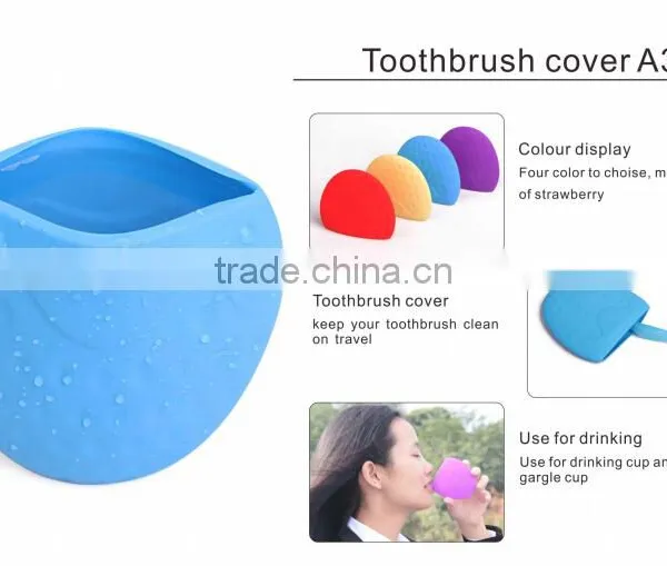 Unique Strawberry Design Silicone Toothbrush Cover for Camping photo-3