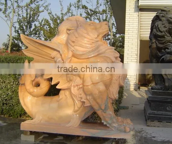 Hand Carved Marble Stone Lion Statue Sculpture Garden Yard Decoration Item photo-4