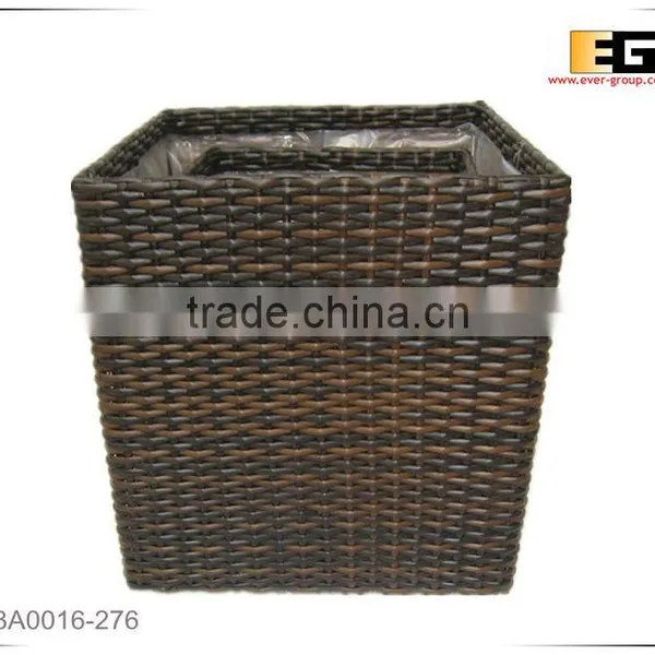PE/Plastic Rattan Cube Square With Liner Outdoor Flower Planter photo-2