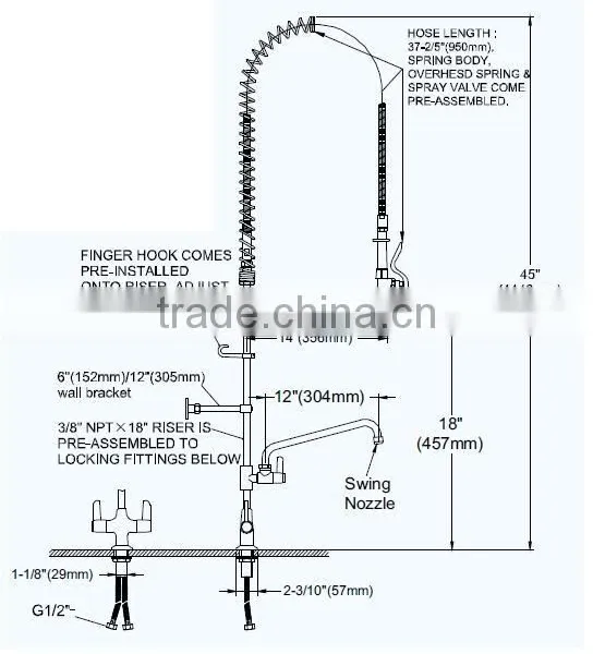 2016 Kitchen Faucet Pull Out Spray Commercial Pre Rinse Faucet photo-3