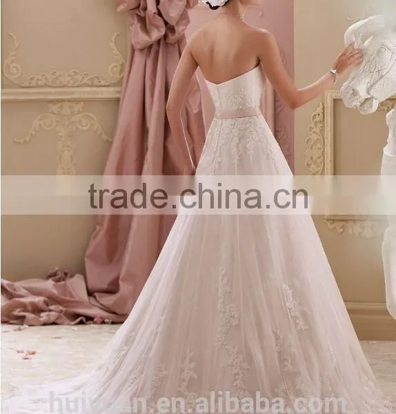 Latest Pink High Quality Lace Sleeveless Designer Bridal Gowns Robe de Mairage photo-2