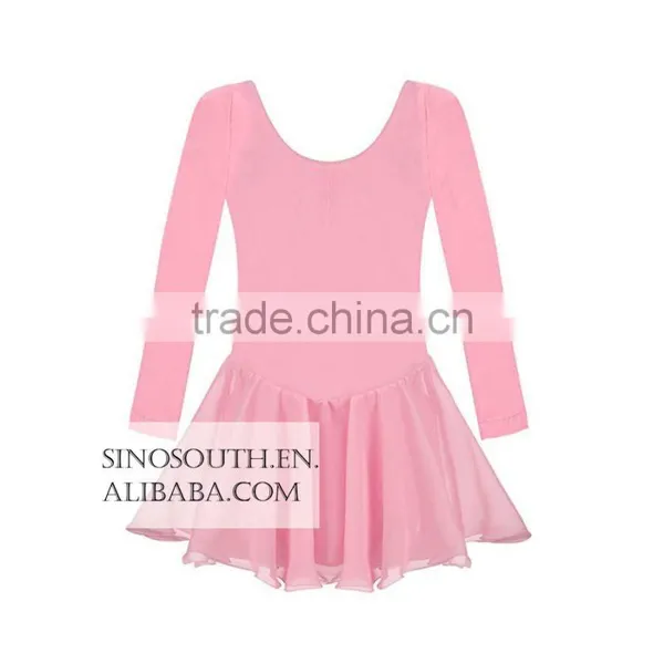 2017 New Arrival Solid Color Long Sleeve Girls Leotard Dance Leotards Dress photo-2
