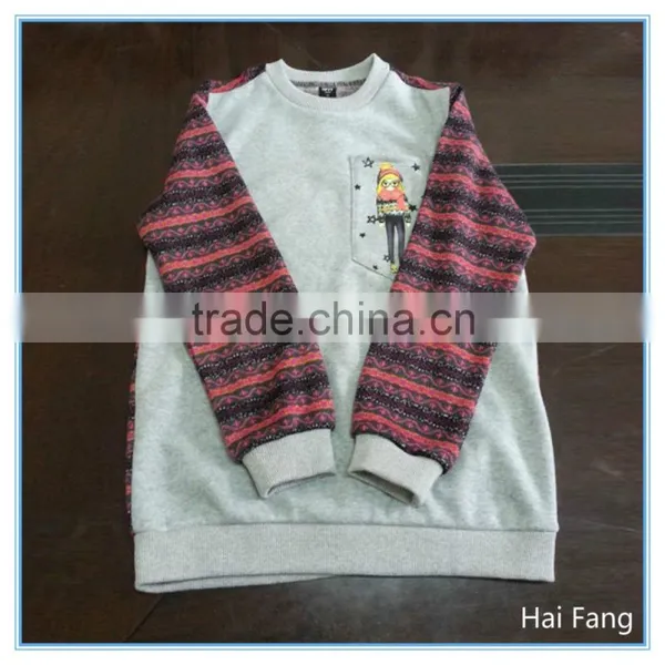 Fashion Design Printed Teen Girls Stipped Sleeve and Back T Shirt, Factory OEM Made Long Sleeve T Shirt photo-3