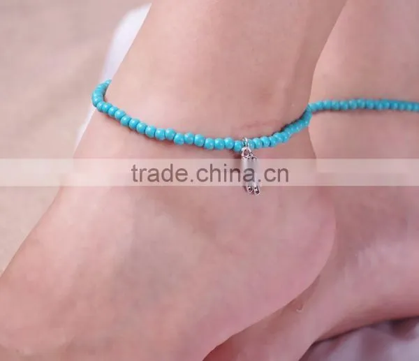 Sexy Turquoise Beads Plam Chain Anklets Ankle Summer Beach Foot Jewelry photo-3