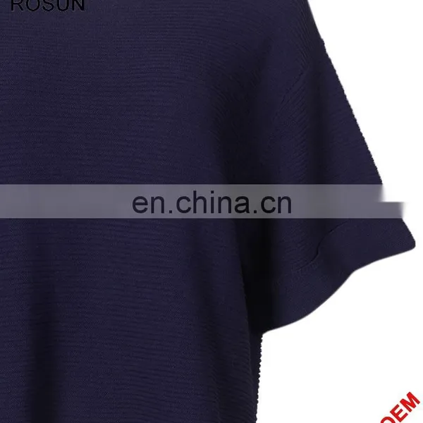 Women Split Side Silk Navy Batsleeves Knitted Pullover Poncho photo-6