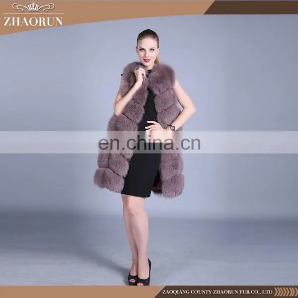 100% Fox Fur Coat Dyed Color Long Type Fox Fur Vest for Women photo-2
