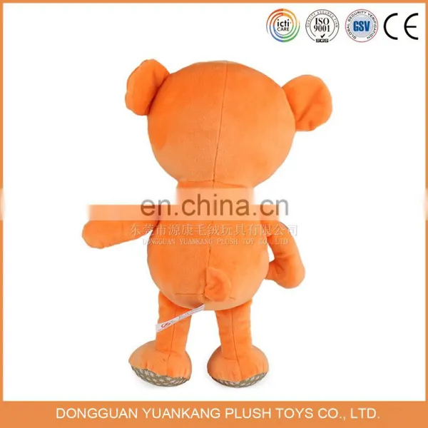 Cute Small Plush Orange Teddy Bear Soft Toy Dancing Bear With Bowtie photo-6