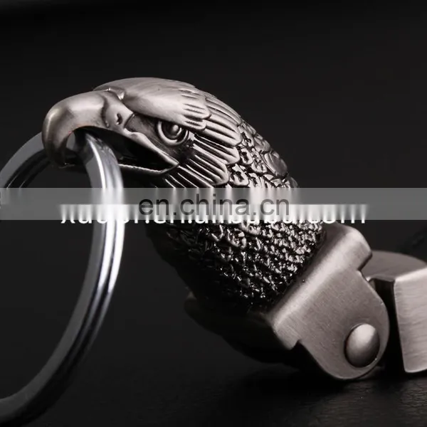 Luxurious Goshawk Head Leather Keychain, Custom Logo Leather Keychain photo-2
