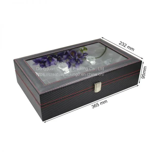 Black Leather Watch Box Wholesale Price For 12 Watches Display Leather Watch Box photo-2