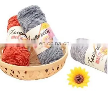 5mm Thickness for Hand Knitting and Crochet Velvet Yarn 100% Polyester Chenille Yarn for Hats and Scarfs photo-5