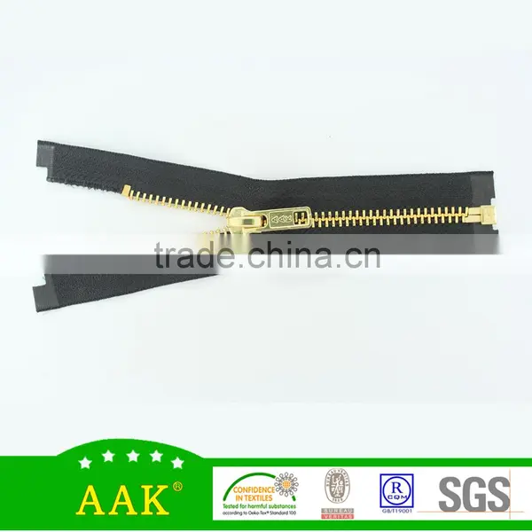 Separating Metal Zipper 5#Y Teeth Plate Gold Open End Metal Zip Fastener photo-2