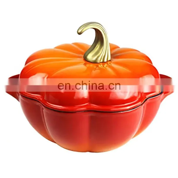 Cast Iron Blue Enamel 24cm Kitchenware Pumpkin Shaped Pot Soup Pot photo-3