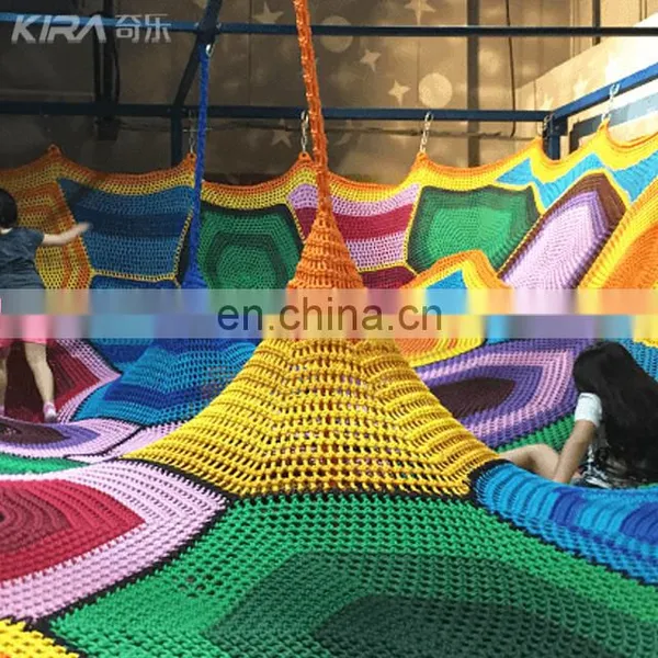 Самый популярный детский внутренний детский городок из вязаного радужного цветного нейлона, вязаная лестница-скалодром