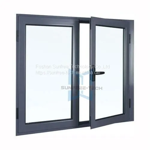 Aluminum Casement Window Thermal Broken Impact Resistant Double Glazed Tempered Glass Swing Windows