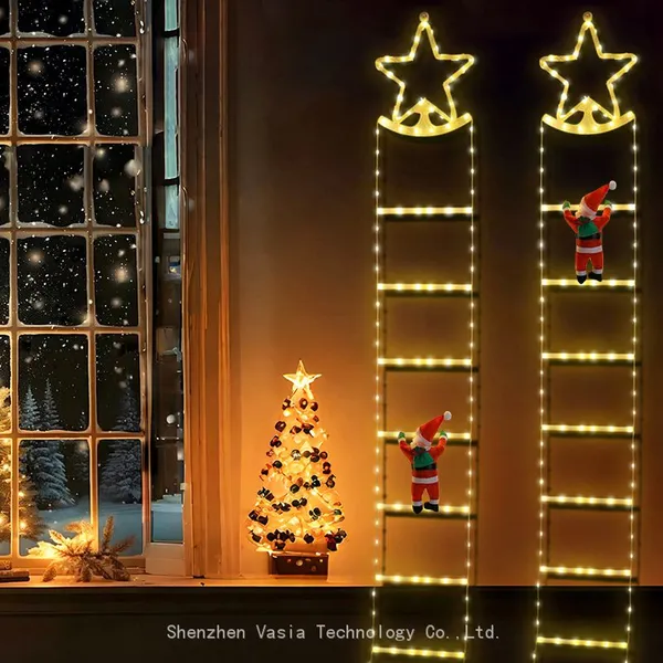 Long-Length 10ft Santa Climbing LED Ladder Lights - Waterproof for Outdoor Garden & Holiday Street Decor photo-3