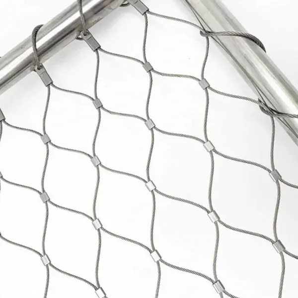 Rede de segurança de cabo de aço inoxidável, fio de 1,2 mm, malha de 25x25 mm, resistência à ruptura de 2000 N, anti-corte