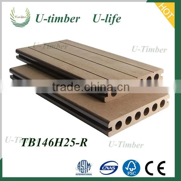 Hollow Outdoor Wood Plastic Composite Wood Decking photo-3