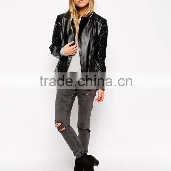 2015 Hot Customized Lady's Fashion PU Jacket Leather Jacket for Women photo-4