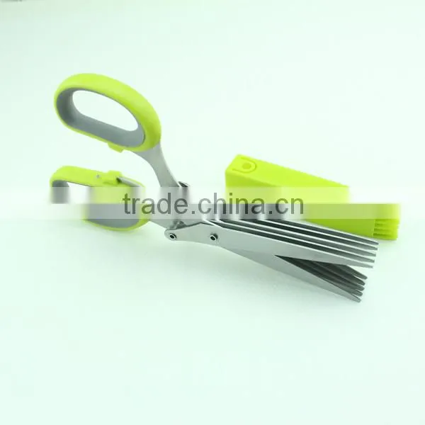 Stainless Steel 5 Blades Herb Shears With Cleaning Comb Cover photo-2