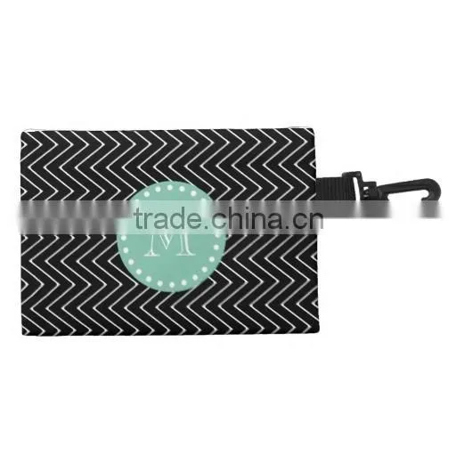 Black and White Striped Pattern Hot Pink Monogrammed Cosmetic Bag photo-3
