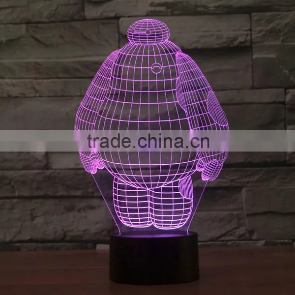 Wholesale Decorative 3D Big Hero 7 Color Changing Led Night Light Baymax High Technology Originality LED Night Light Lamp photo-6