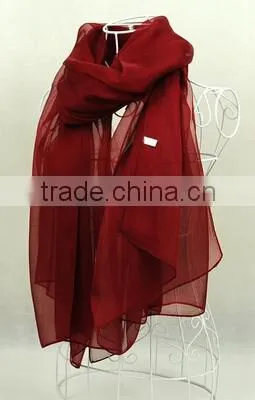 100% Silk Pure Color Long Silk Colourful Scarves photo-6