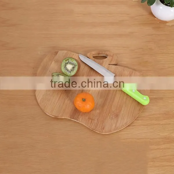 100% Natural Bamboo Apple Shape Cutting Board Fruit Vagetable Chopping Block Wirh Holder
